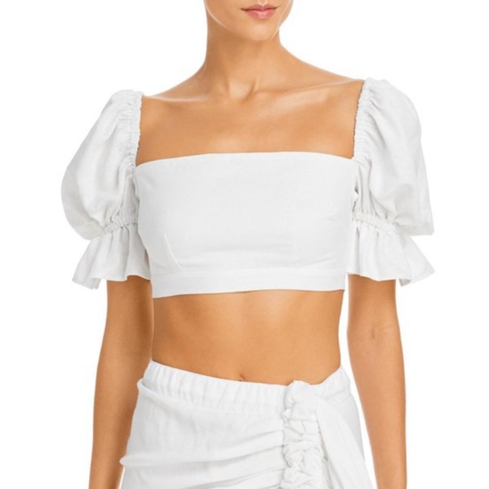 Just bee queen calla WHITE linen blend top NWOT